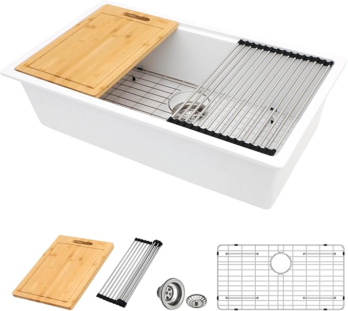 30 White Granite Composite Kitchen Sink by DONSDEY