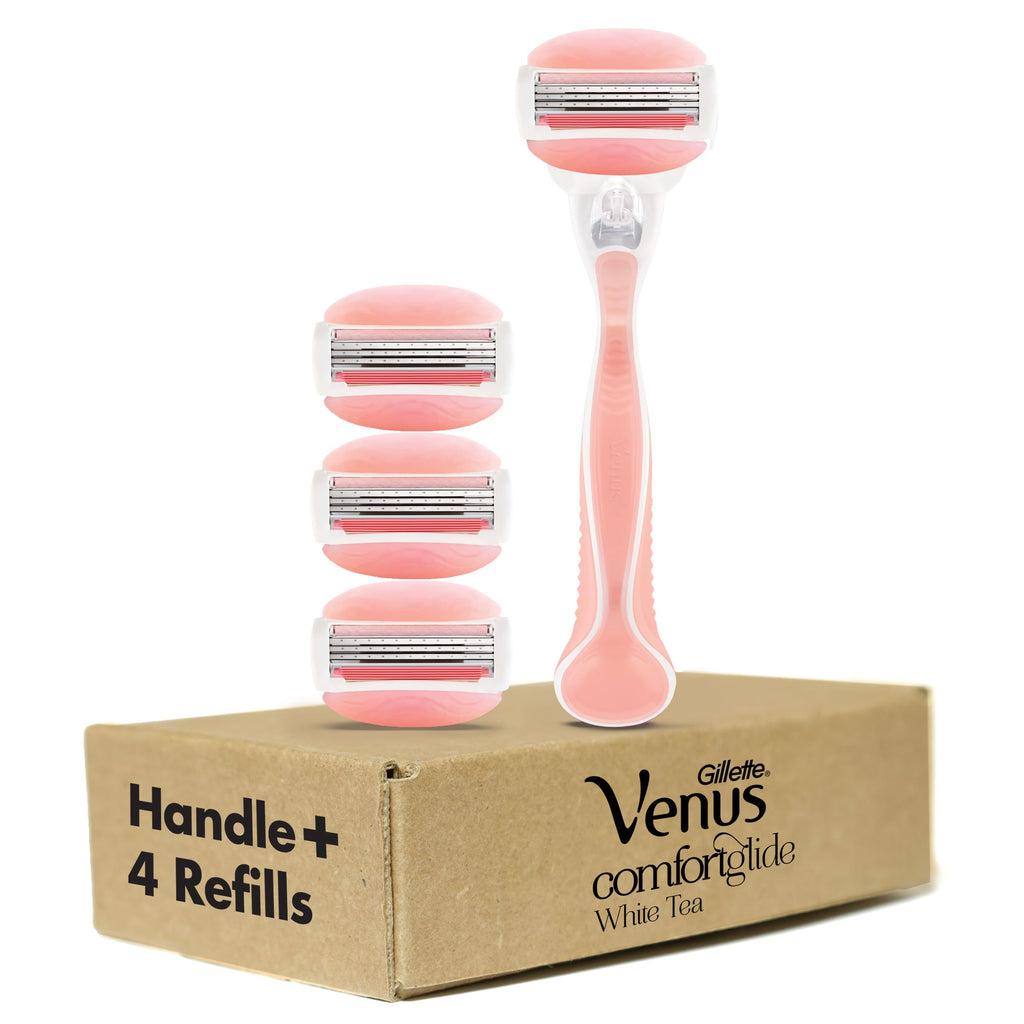 ComfortGlide White Tea Women's Razor 1 Handle + 4 Blade Refills