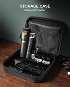 GLAKER Hair Clippers for Men,Professional Mens Hair Clippers Cordless Clippers for Hair Cutting,Precision Trimmer Kit Zero Gap Trimmer with LED Display 15 Guide Combs (Black+Gold)