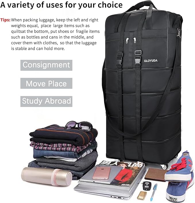 Expandable Foldable Luggage, Rolling Duffle Bag - Image 5