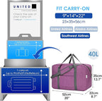 For United Airlines Foldable Carry on Bag 22x14x9 Travel Duffel Bag Packable - Image 2