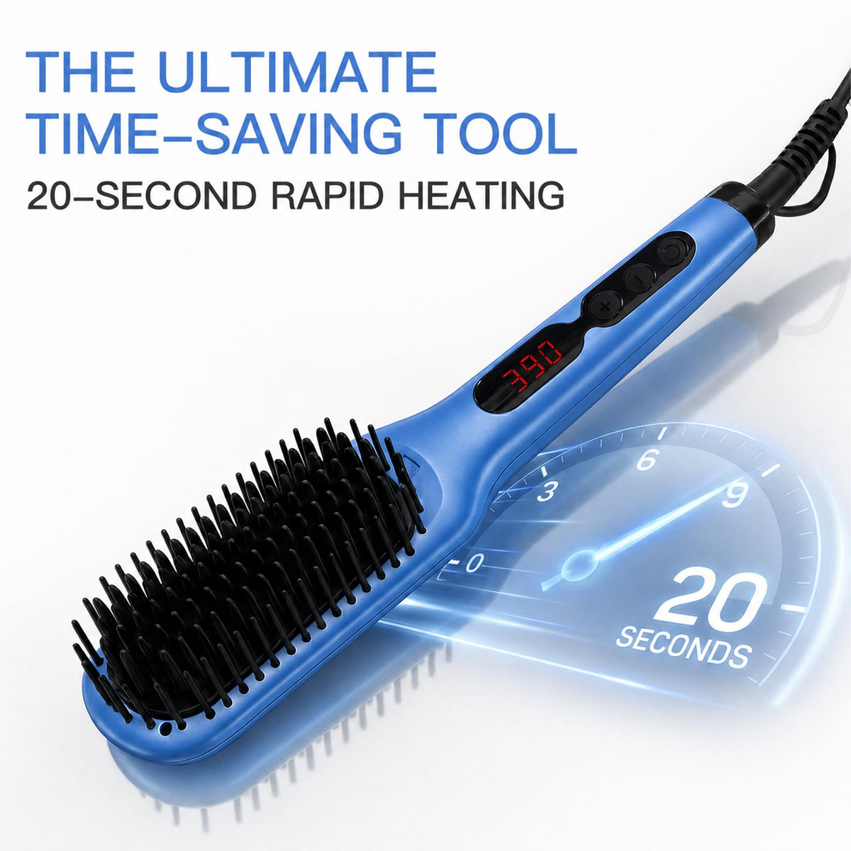 Ceramic Ionic Hair Straightener Brush (Gentian Blue)