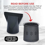 SnozzlePro Universal Hair Dryer Attachment Adapter with Concentrator Nozzle Replacement - Fits Most Blow Dryer Diameters from 1.5” to 2.25” (2-Piece Set)