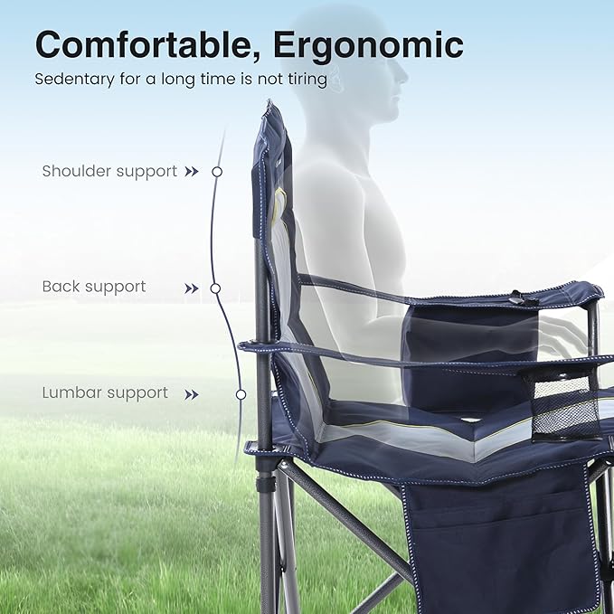 HIGH POINT SPORTS Oversized Camping Folding Chair, Heavy Duty Portable Outdoor - Image 8