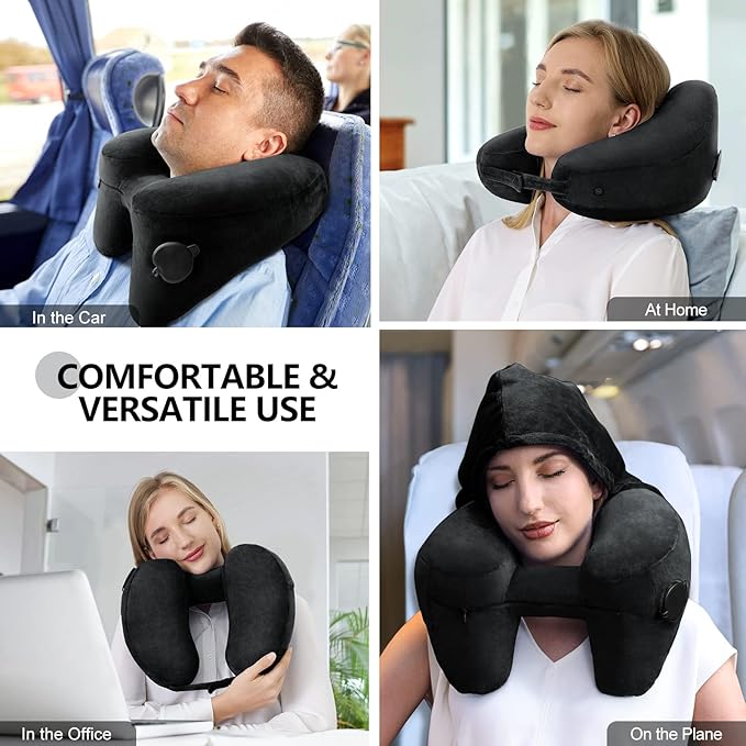 Neck Pillow for Travel Inflatable Airplane Pillow Comfortably Supports Head - Image 3