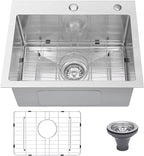 Drop In Kitchen Sink 20x16", 18 Gauge Stainless Steel Sink, 3D Embossed Surface by Beleeb