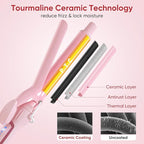 1.50 Inch Curling Iron, 5 Temperature Settings, Professional Spring Hair Iron for All Hair Types, Max 430℉ with Heat Resistant Mat (1 1/2 Inch Pink)