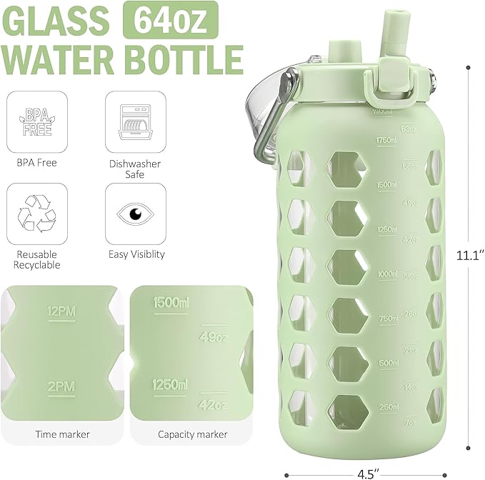 MUKOKO 64oz Glass Water Bottles - Image 3