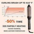 NONK Thermal Brush 1.5", Thermal Round Curling Brush, Long Lasting Universal Voltage Heated Curling Iron for All Hair, Tourmaline Ceramic,Curling Iron with 5 Temperature Control, Rose Gold