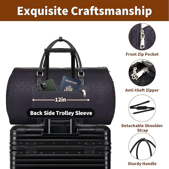 Garment Bag for Travel Convertible Carry On Garment Bag Large Travel Duffel - Image 3