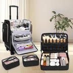OCHEAL Hairstylist Traveling Case with a Large Makeup Travel Bag for Hairstylist, Hairdresser Bag with Detachable Pouch,360° Rotatable Wheelsfor Hairdressing Tool Organizer