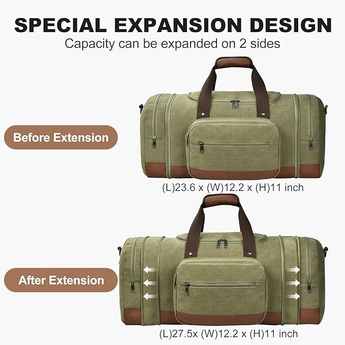 Litvyak Duffle Bag for Travel, Large 60L Canvas Travel Duffel Bags Overnight - Image 3