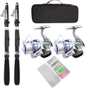 Fishing Pole Combo Set, 2.1m/6.89ft 2PCS Collapsible Rods 2PCS Spinning Reels by Makefishingbeeasy