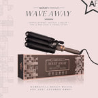 Almost Famous Wave Away Triple Barrel Clip Curling System, 3 Barrel Curling, Crimper with LCD Temp Display, Professional Beauty Tool, Temperature Adjustable (Charcoal Black)
