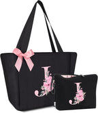 Vavabox Tote Bag, A-Z Initial Monogrammed Waterproof Tote Bag, Bridesmaid Gifts by Vavabox