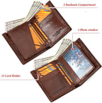 Holder for AirTag Men's Wallet Genuine Leather Purse RFID Blocking Bifold - Image 3