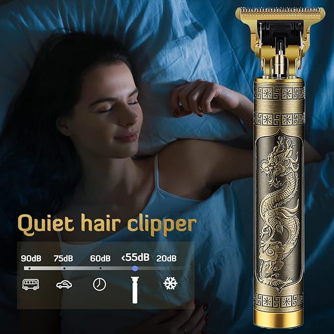Professional Cordless Hair Trimmer, T-Blade Clippers for Men, Zero Gapped Rechargeable Beard Trimmer, Hair Cutting Kit With Guide Combs, Ear Spoon Tool Set