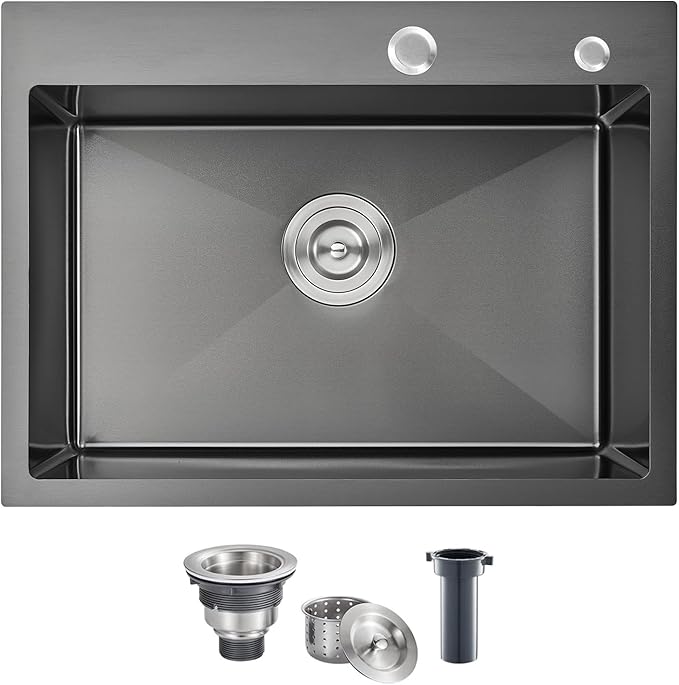 POPFLY 24 Inch Drop In Kitchen Sink, 24×18 Inch Top mount 304 Stainless Steel by POPFLY