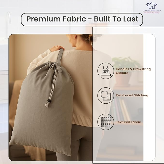LFH Home Cotton Canvas Large Laundry Bag - Image 4