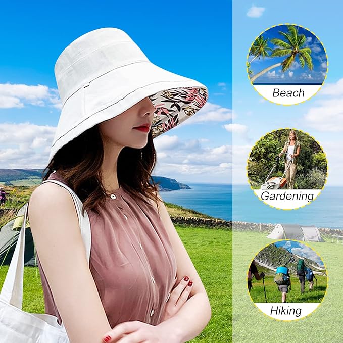 Women Wide Brim Sun Hats Metal Wired Edge Summer UV Protection Beach Fishing Hat - Image 7