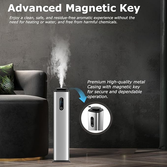 1000ML- Tower Hotel Scent Diffuser with WiFi App Control for Whole House - Commercial Diffuser Machine Cover 10000 Sq Ft - Scent Air Machine & Waterless Essential Oil Diffuser for Large Room - Silver