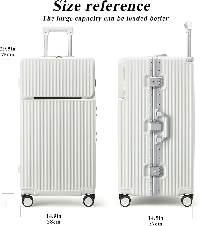 feilario 30in Super Large Captain Aluminum Frame Hardside Spinner Wheels Luggage - Image 2