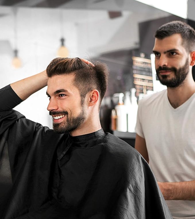 Haircut Cape Black Hair Cutting Salon Barber Capes Waterproof hairdressing for Clients Men Adults (8PCS-Barber Capes)