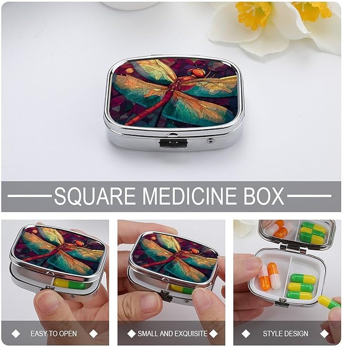 Metal 2 Compartment Pill Organizer Travel Friendly Portable Compact Pill Box - Image 4