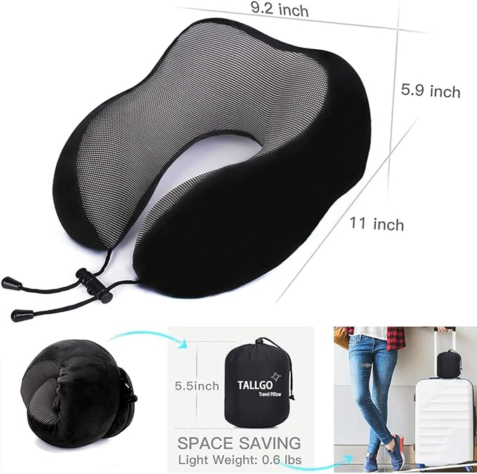 Travel Pillow, Best Memory Foam Neck Pillow Head Support Soft Pillow - Image 4