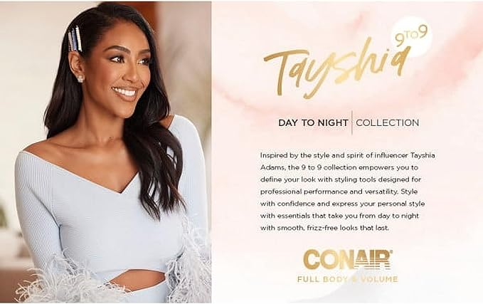 Tayshia by Conair 2-in-1 Double Ceramic Lightweight Hot Air Brush BC171TR