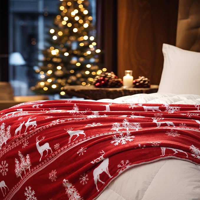 PHF Printed Fleece Throw Blanket, No Shed No Pilling Ultra Soft Plush Cozy Xmas - Image 3
