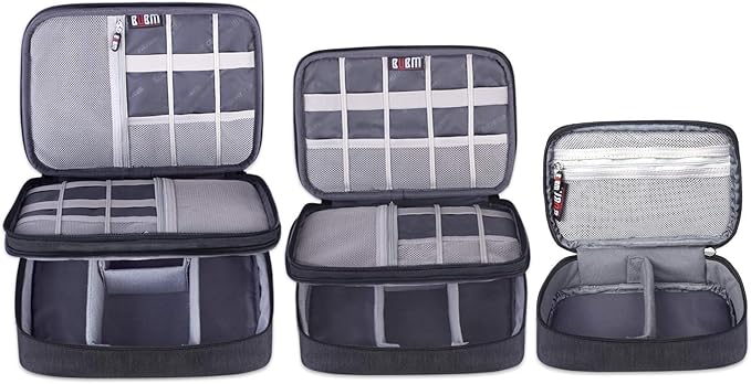 BUBM 3pcs Double Layer Electronic Organizer, Travel Gadgets Bag - Image 2