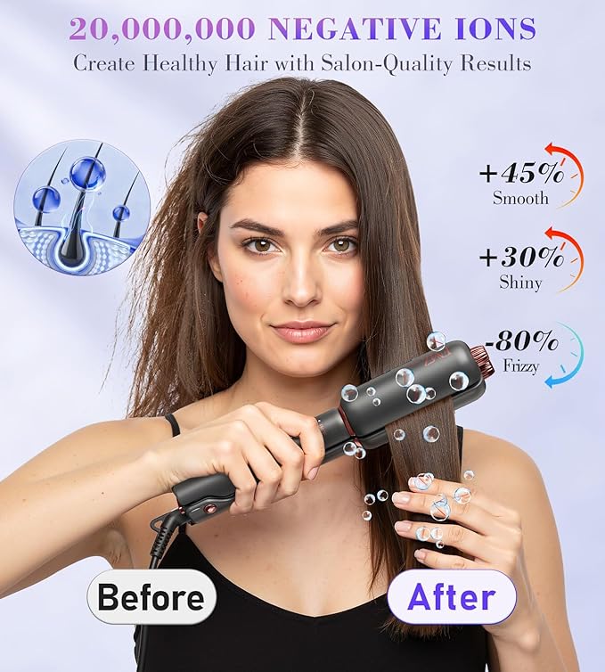 FMZ Flat Iron Hair Straightener Curler and Crimper, Professional 4 in 1 Hair Styling Irons for Straightening, Crimping, Curling, Dual Voltage, Auto Shut-Off, Small and Portable for Women Travel Home