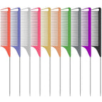 10 PCS Rat Tail Combs Set - Hair Teasing Fine Tooth Comb for Women Girls, Parting Comb for Braiding Hair Styling Tools & Appliances with Stainless Steel Pintail Carbon Fiber Heat Resistant