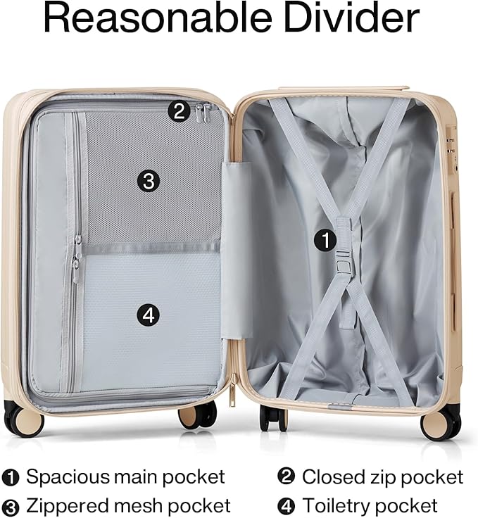 Hanke Expandable Hard Shell Luggage Sets 2 piece Carry on Luggage - Image 7