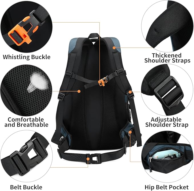 BOVIP 40L Hiking Backpack Waterproof Lightweight Daypack Travel Sports Camping - Image 5