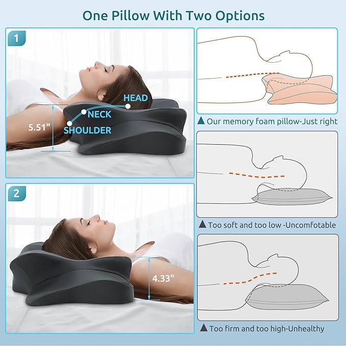 DONAMA Cervical Pillow for Neck and Shoulder, Contour Memory Foam Pillow - Image 4