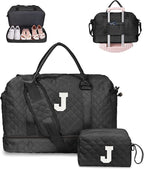 Initial Duffle Bag with Shoe Compartment, Personalized Weekender Bag, Monogram by Vogewood