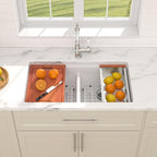 Dcolora 33 Inch Granite Compoisite Kitchen Sink White Undermount Kitchen Sink - Image 3