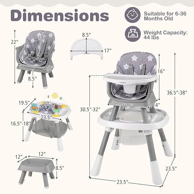BABY JOY 16 in 1 High Chair, Convertible Baby Highchair - Image 8