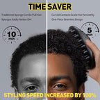 Twist Styler Brush for Black Men - Premium Durable Washable Hair Sponges Curls with Ergonomic Grip, Suitable for Afro 4C Hair & Coiled Textures - Home Styling Essential Hair Brush for Men & Barbers
