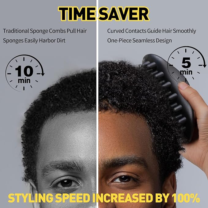 Twist Styler Brush for Black Men - Premium Durable Washable Hair Sponges Curls with Ergonomic Grip, Suitable for Afro 4C Hair & Coiled Textures - Home Styling Essential Hair Brush for Men & Barbers