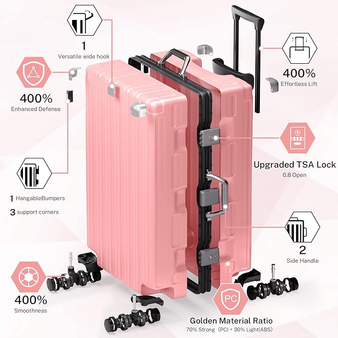 Krute Aluminum Frame Luggage 28 Inch TSA Lock No Zipper Luggages Checked - Image 4