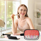 Custom Travel Clear Cosmetic Bag with Name, Personalized Large Capacity Weekend PVC Transparent Toiletry Bag Portable Bathroom Makeup Organizer, Red Curtain Glittering
