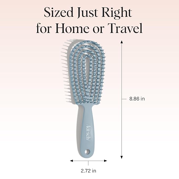 Kitsch Hair Brush Detangler – Flexi Flow Hair Brush for Women, Men & Kids | Detangling Brushes for Curly Hair with Bendable Frame, Bounce Curl Defining Brush for Wet or Dry Strands - Haze Blue