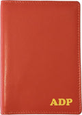 Personalized Monogrammed Orange Leather RFID Passport Wallet by 123CheapChecks