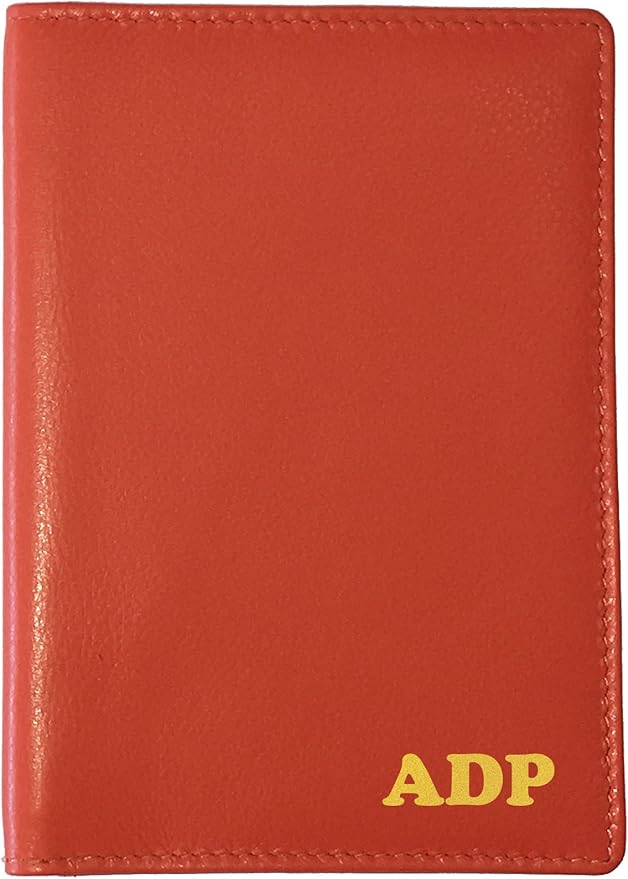 Personalized Monogrammed Orange Leather RFID Passport Wallet by 123CheapChecks