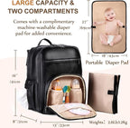 VASCHY Diaper Bag Backpack for Mum Dad, Unisex Large Waterproof Vegan Leather - Image 2