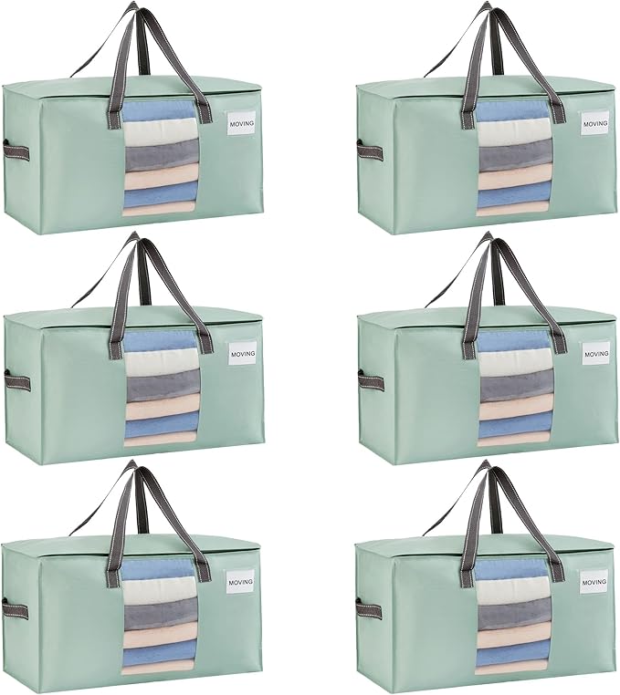 VENO 6 Pack Moving Bags, Comforter and Blanket Storage Bags by Veno