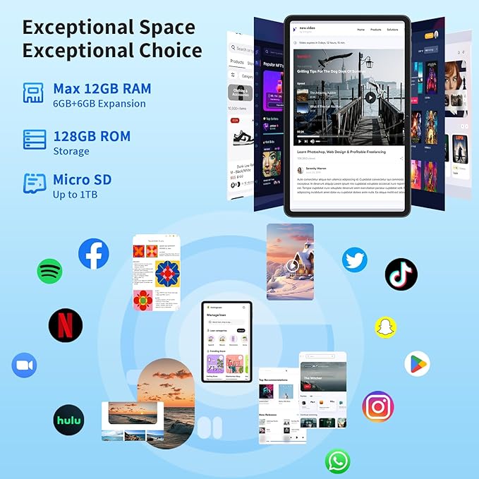 Android 14 Tablet with Keyboard, 12GB RAM, 128GB Storage, 1TB Expandable - Image 5